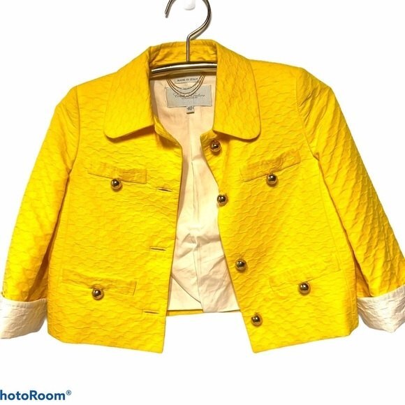 Couture Couture Jacquard 3/4 Sleeve Coat Twiggy Mod Style Los Angeles 40 M - Picture 5 of 15